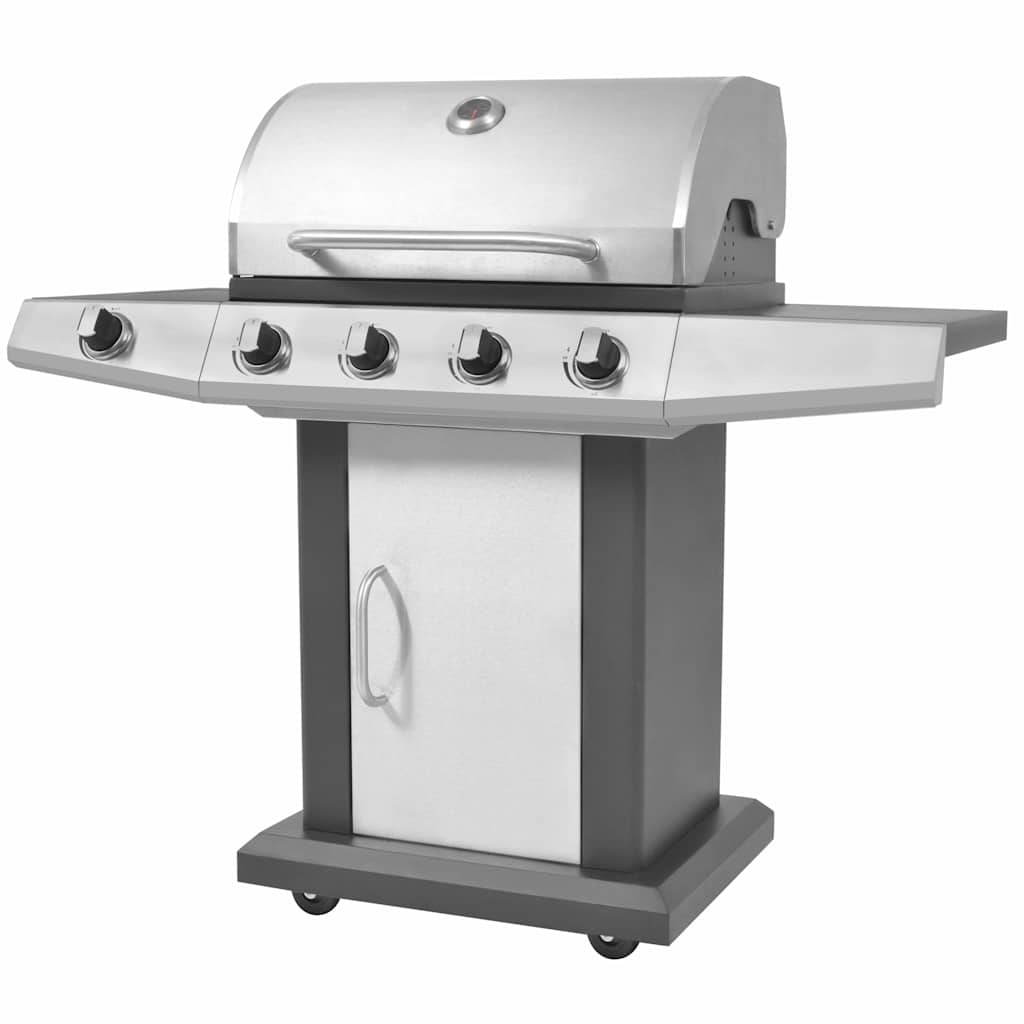 Griglia Barbecue a Gas Argento Acciaio con Tubo Metallico