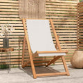 Sedia a Sdraio in Legno di Teak 56x105x96 cm Crema