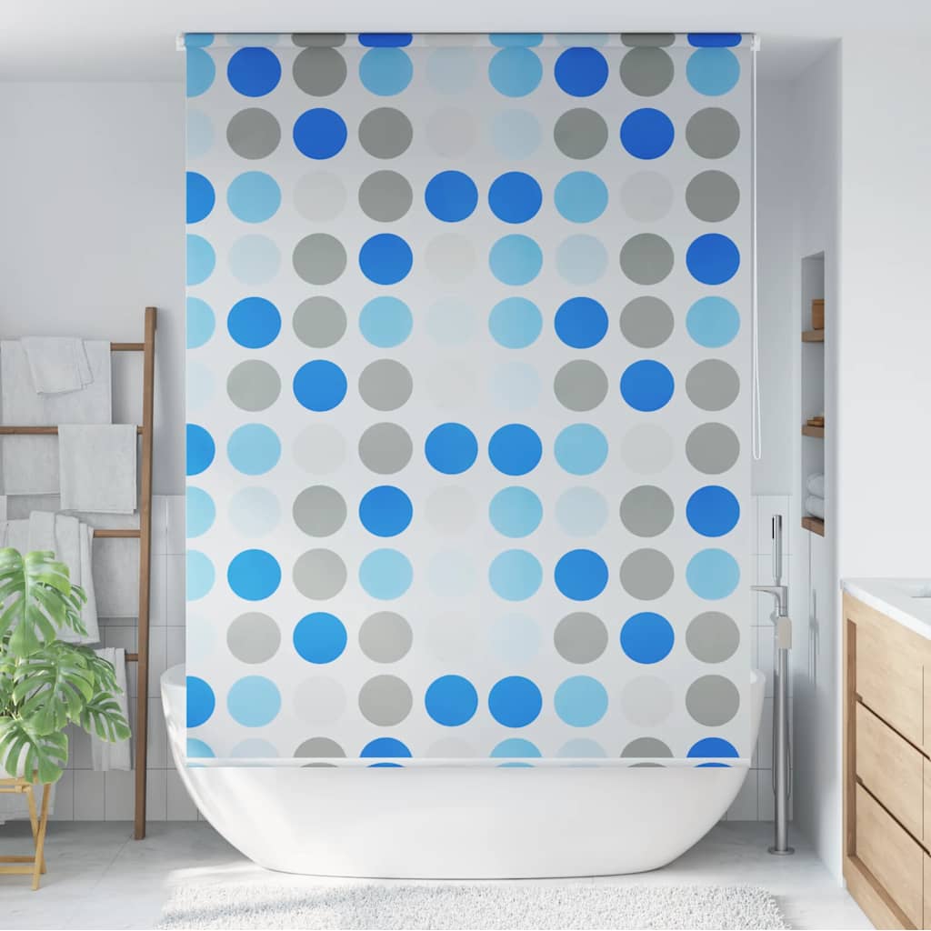 Tenda a Rullo per Doccia 140x240 cm con Motivo a Cerchi