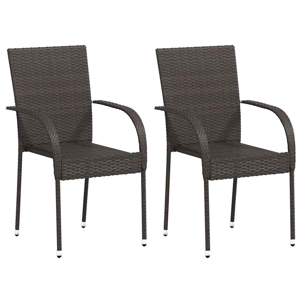 Sedie da Esterno Impilabili 2 pz in Polyrattan Marrone