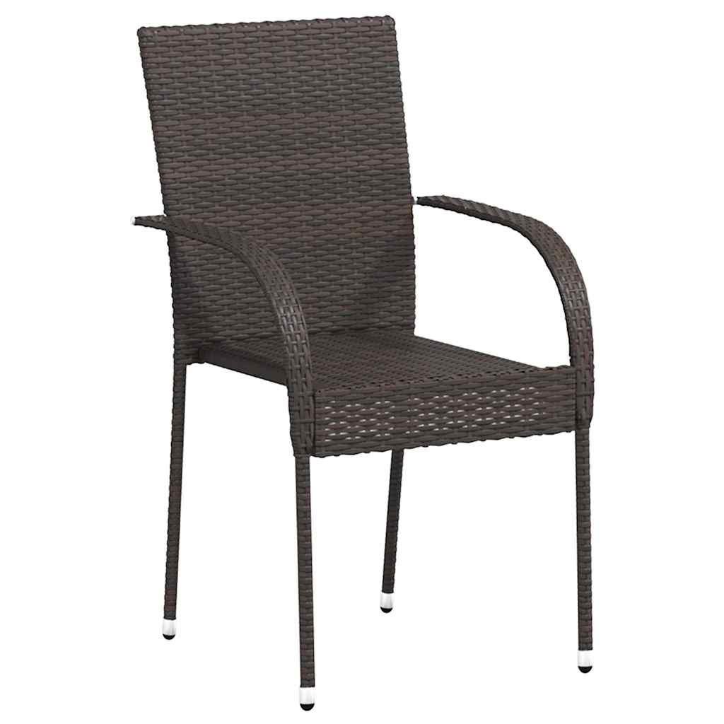 Sedie da Esterno Impilabili 2 pz in Polyrattan Marrone