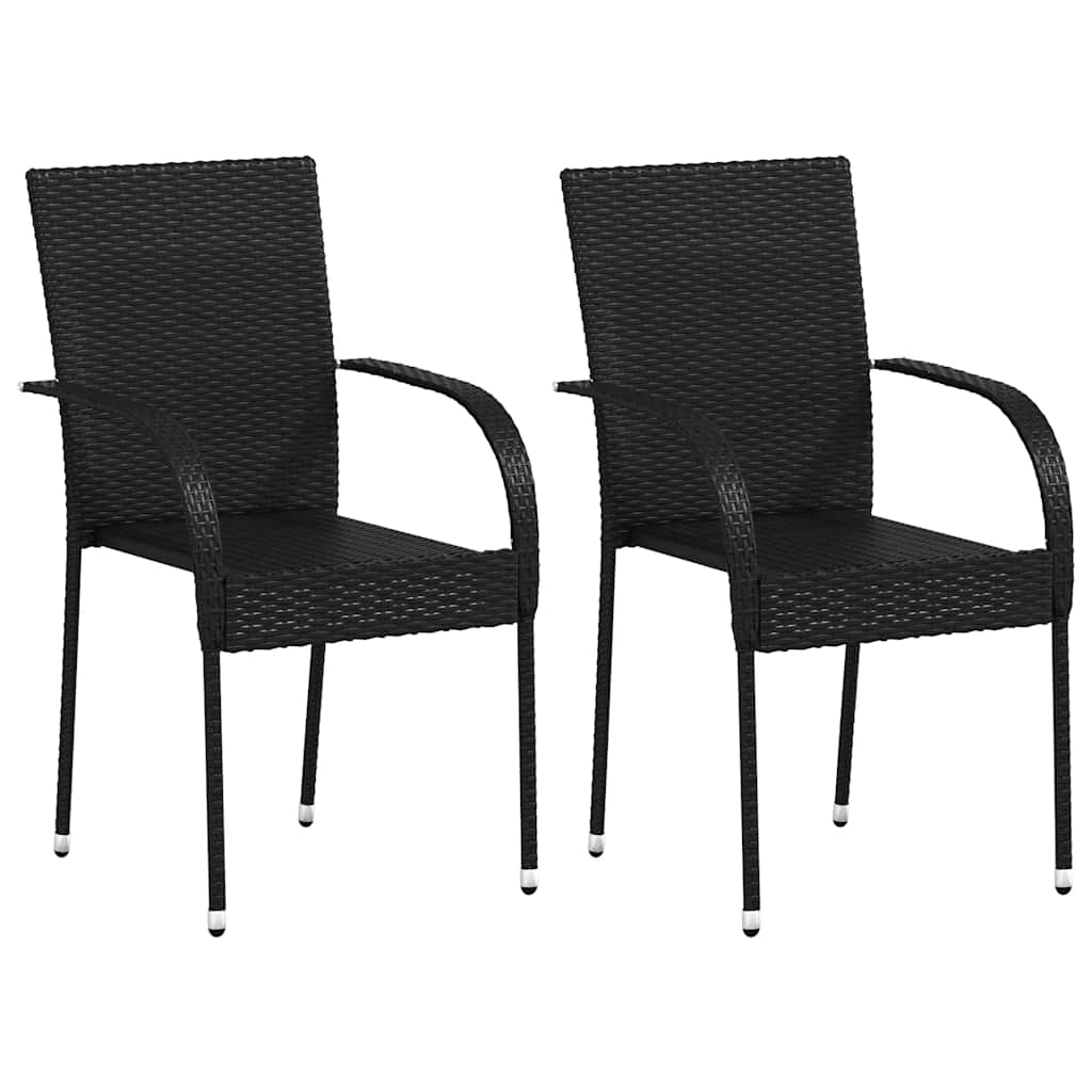 Sedie da Esterno Impilabili 2 pz in Polyrattan Nere