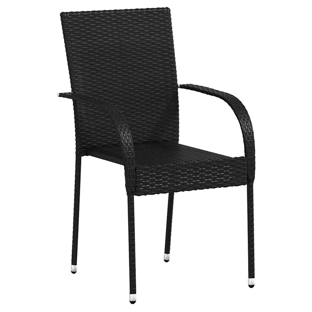 Sedie da Esterno Impilabili 2 pz in Polyrattan Nere