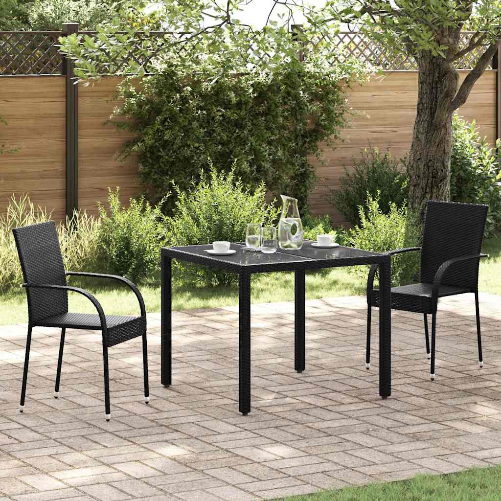 Sedie da Esterno Impilabili 2 pz in Polyrattan Nere