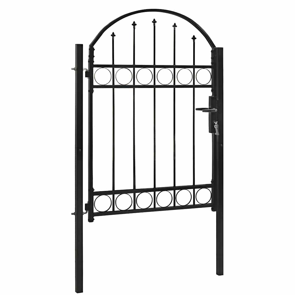 Cancello per recinzione ASSEN con parte superiore ad arco in acciaio 102x125 cm Nero