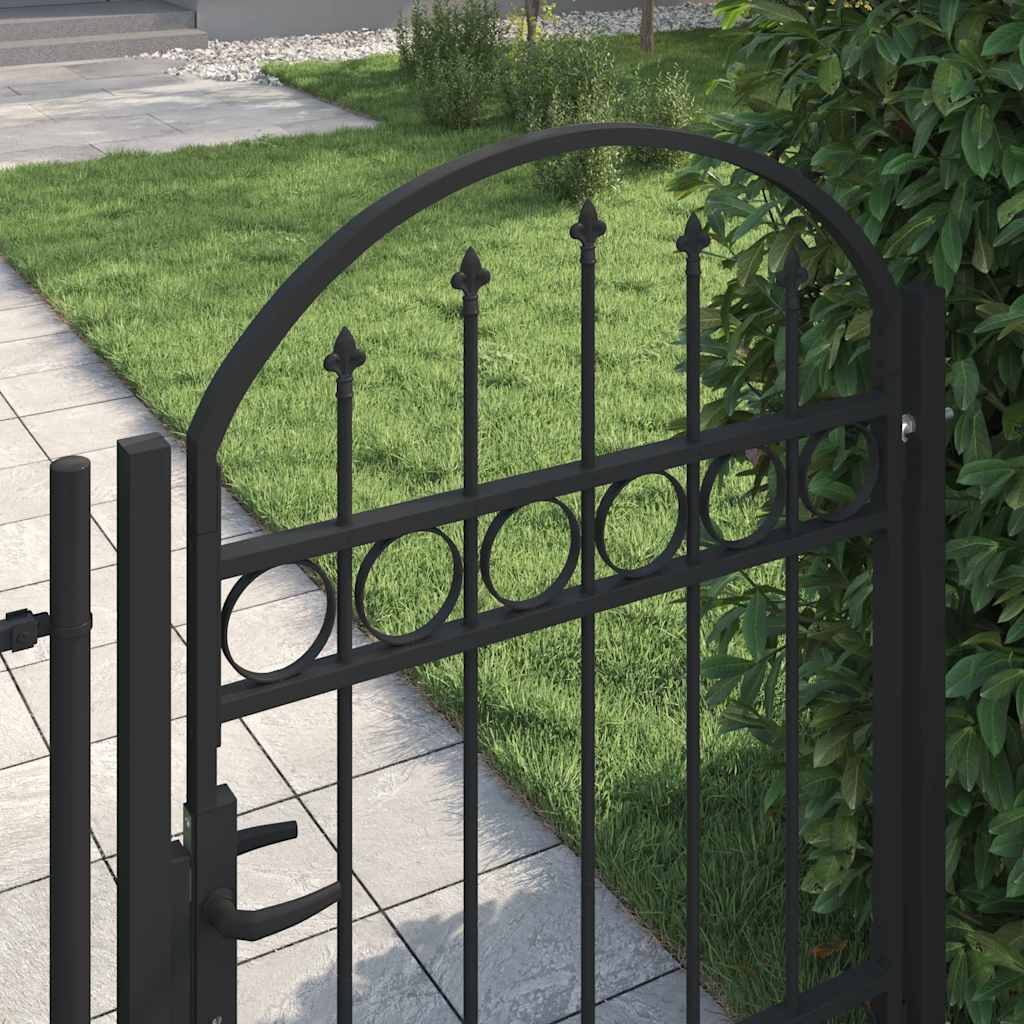 Cancello per recinzione ASSEN con parte superiore ad arco in acciaio 102x125 cm Nero
