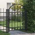 Cancello per recinzione ASSEN con parte superiore ad arco in acciaio 102x125 cm Nero