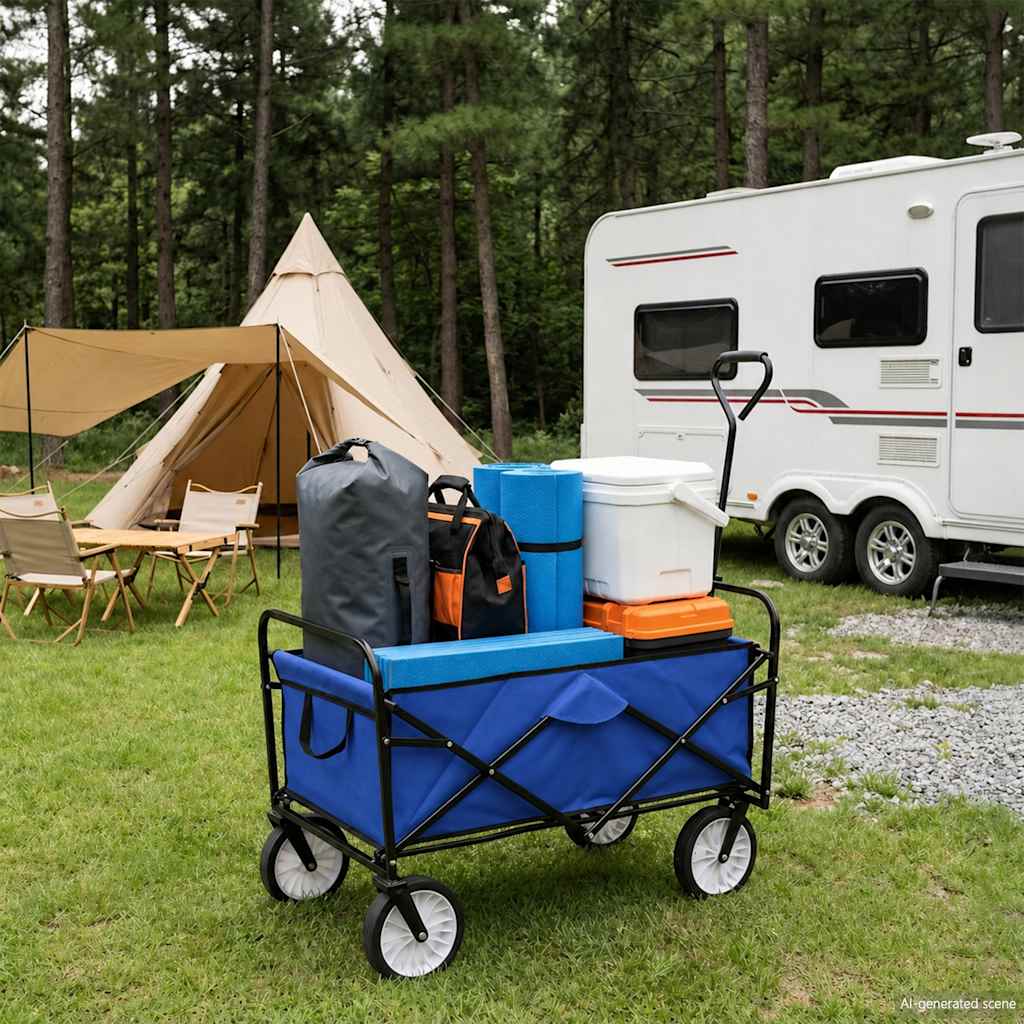 Carrello Pieghevole a Mano in Acciaio Blu