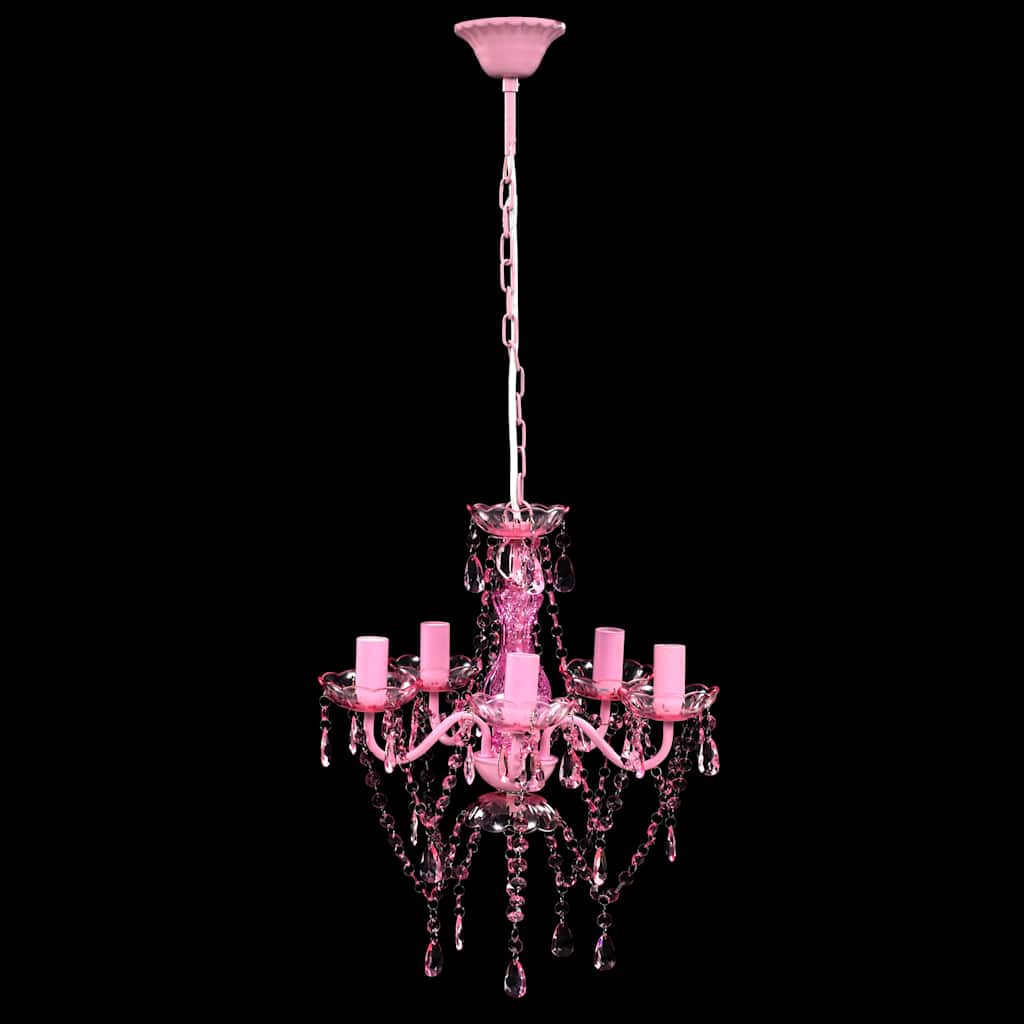Lampadario in Cristallo 5 Lampadine Rosa