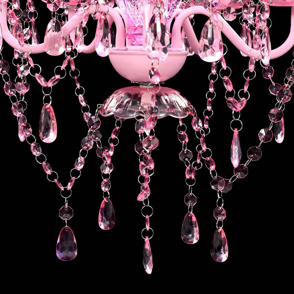 Lampadario in Cristallo 5 Lampadine Rosa