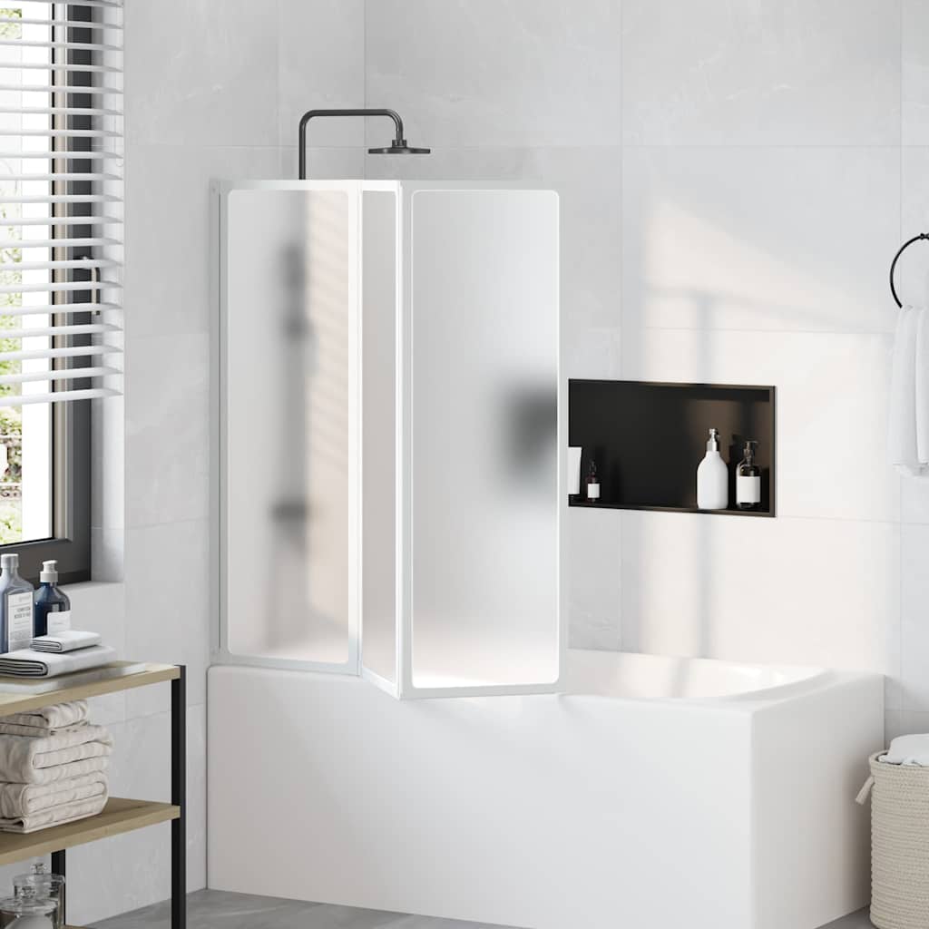 Parete per Doccia e Vasca Bagno 117x120cm 3 Pannelli Pieghevole