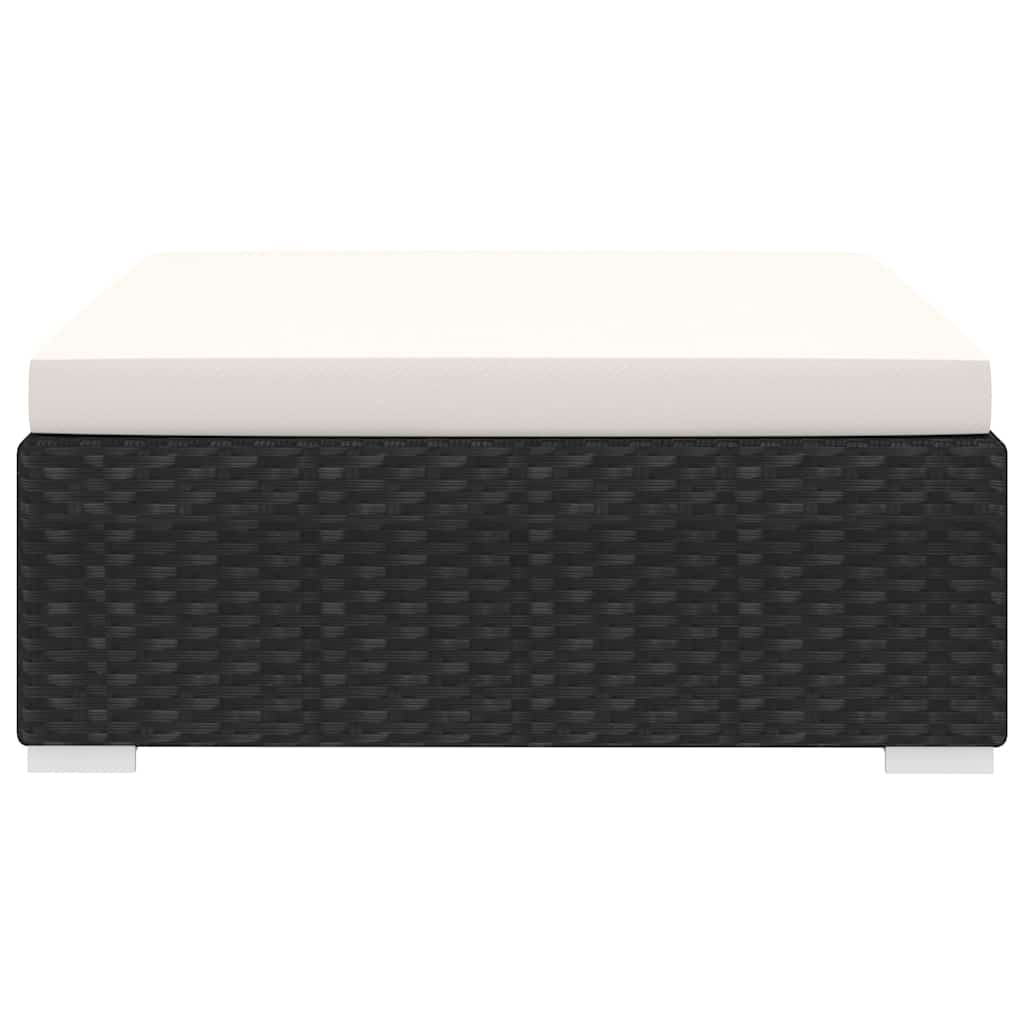 Poggiapiedi Modulare 1 pz con Cuscino in Polyrattan Nero