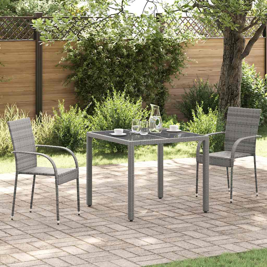 Sedie da Esterno Impilabili 2 pz Grigie in Polyrattan