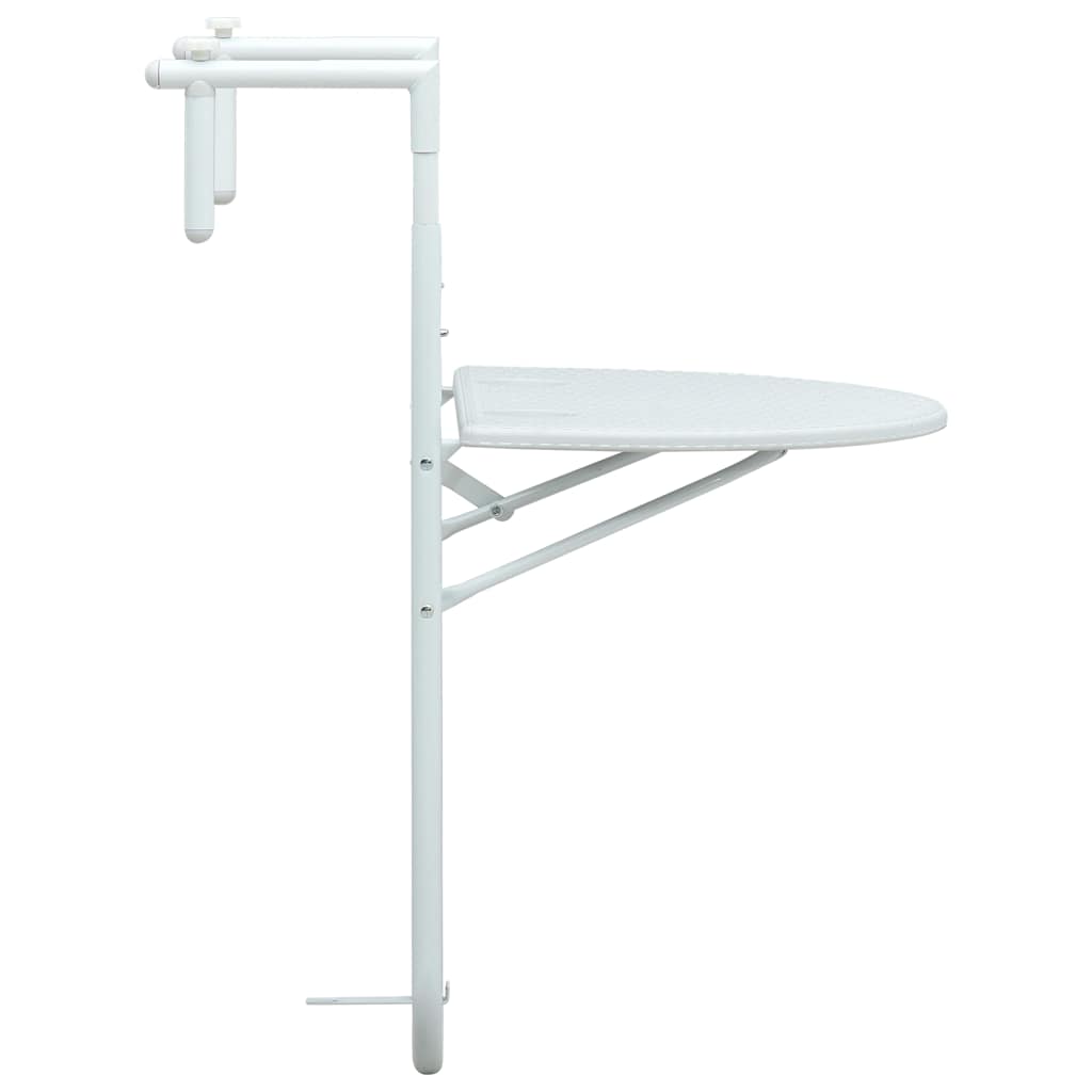 Tavolo da Balcone Pensile Bianco 60x64x83,5cm Plastica Rattan