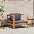 Sedia da Giardino con Cuscino Grigio Scuro in Legno di Acacia