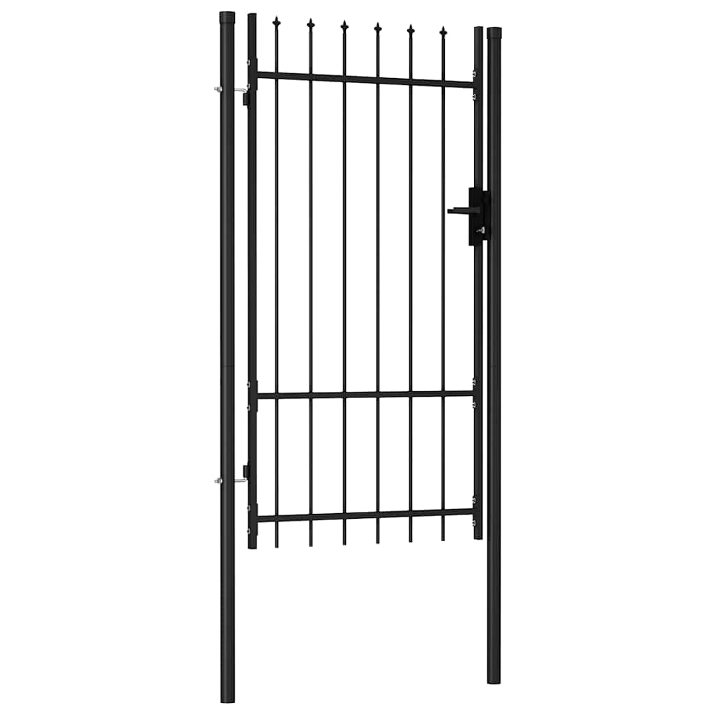 Cancello per recinzione BOXTEL porta singola con punta in acciaio 1x1,75 m Nero