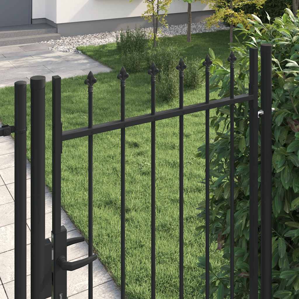 Cancello per recinzione BOXTEL porta singola con punta in acciaio 1x1,75 m Nero