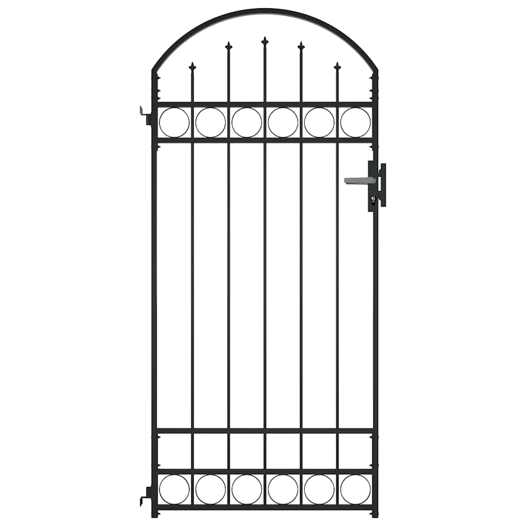 Cancello per recinzione ASSEN con parte superiore ad arco in acciaio 89x200 cm Nero