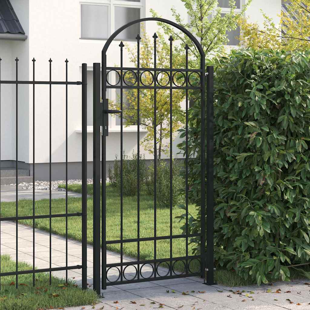 Cancello per recinzione ASSEN con parte superiore ad arco in acciaio 89x200 cm Nero