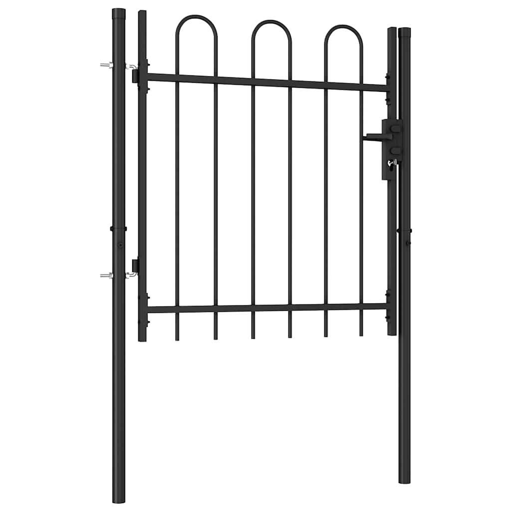 Cancello per recinzione BOXTEL porta singola con parte superiore ad arco in acciaio 1x1 m Nero