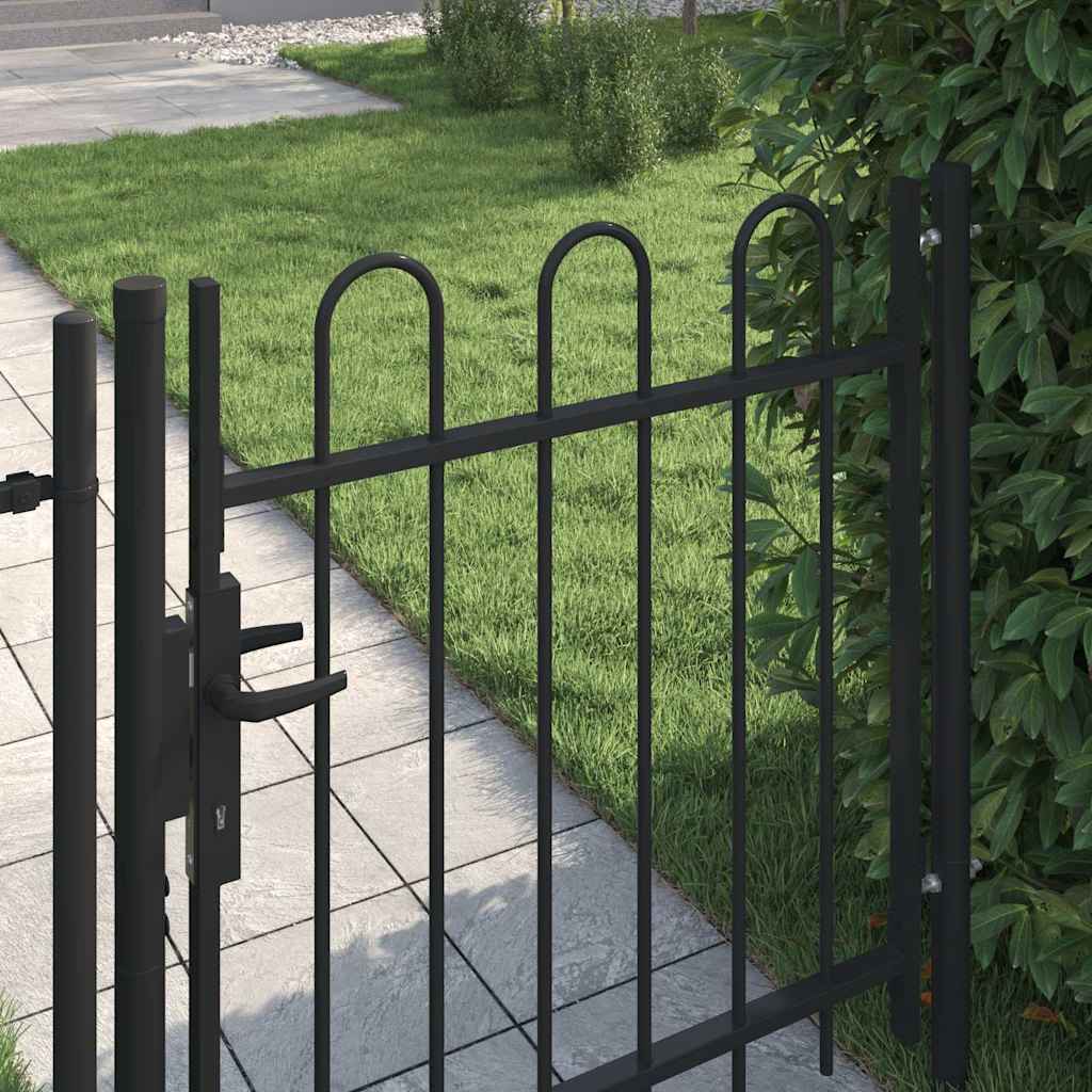Cancello per recinzione BOXTEL porta singola con parte superiore ad arco in acciaio 1x1 m Nero