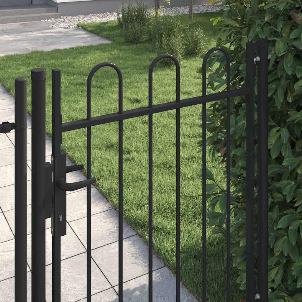 Cancello per recinzione BOXTEL porta singola con parte superiore ad arco in acciaio 1x1,2 m Nero