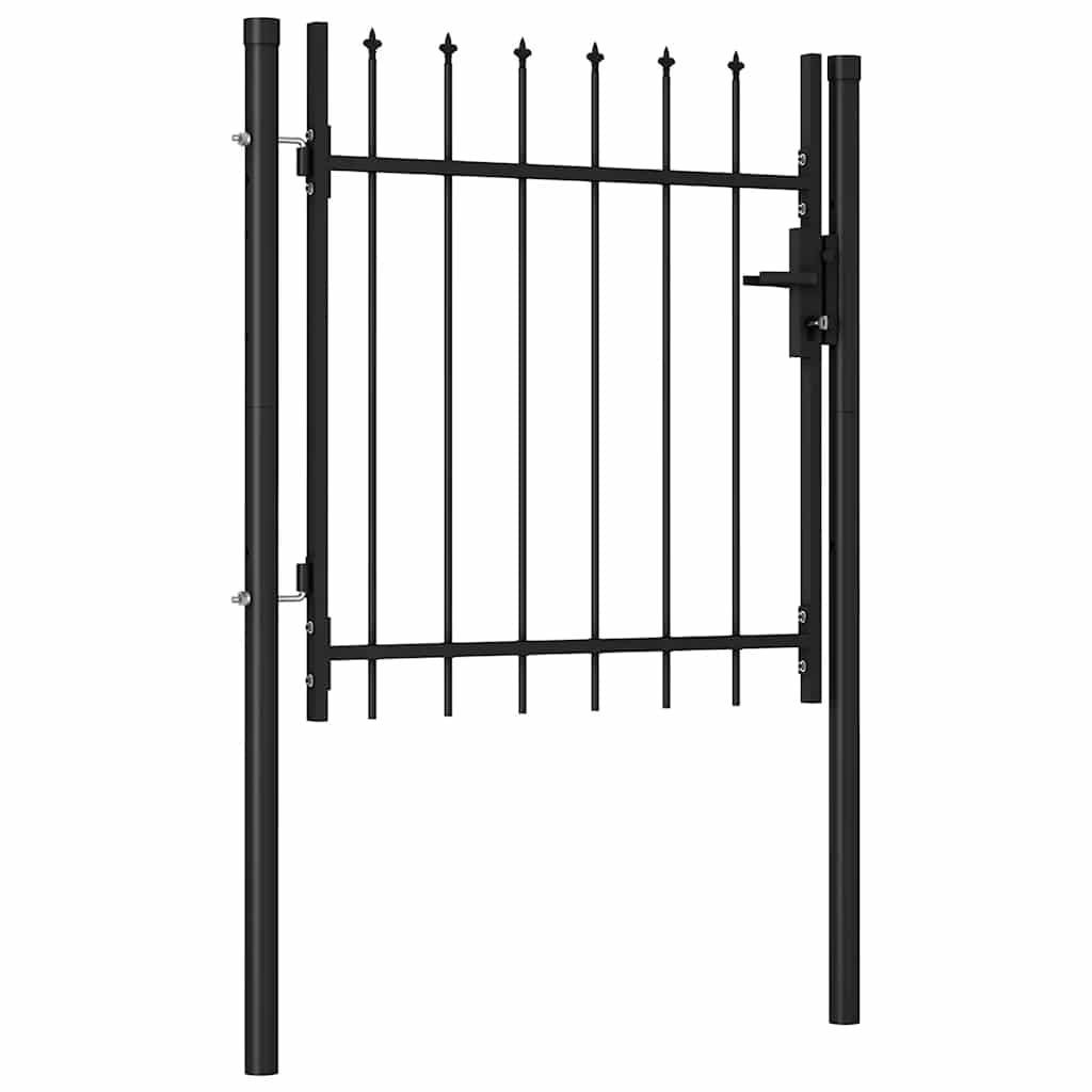 Cancello per recinzione BOXTEL porta singola con punta in acciaio 1x1 m Nero