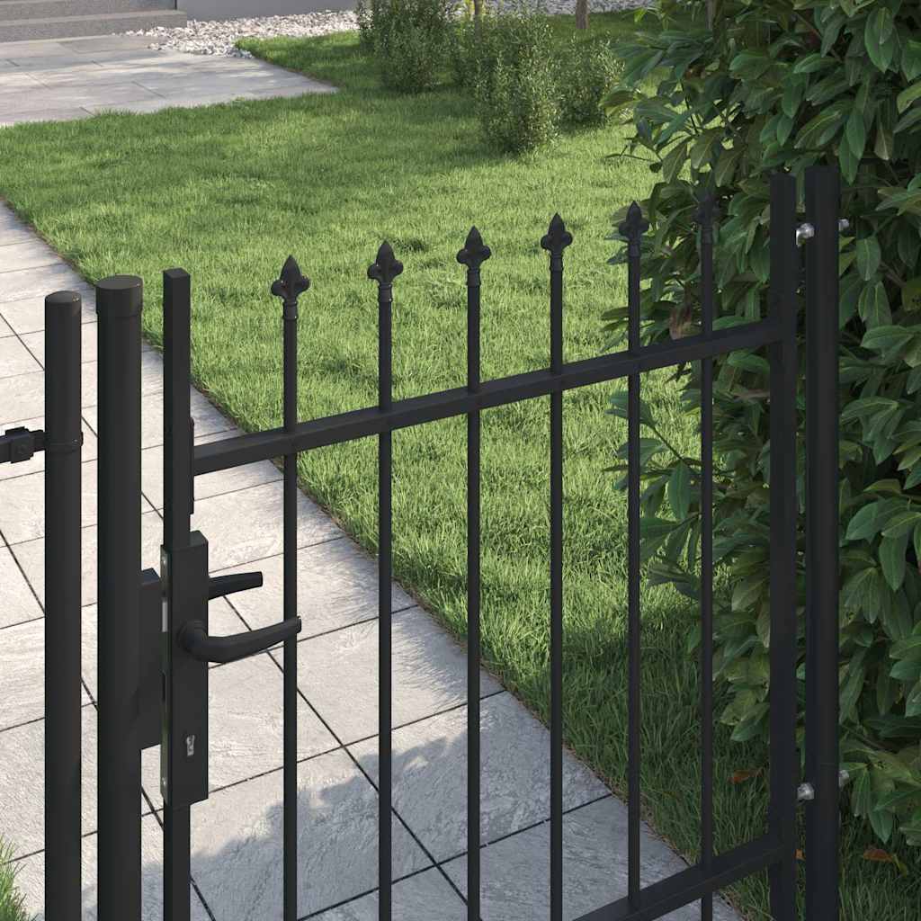 Cancello per recinzione BOXTEL porta singola con punta in acciaio 1x1 m Nero