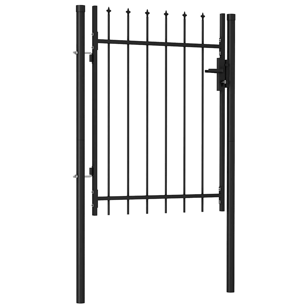 Cancello per recinzione BOXTEL porta singola con punta in acciaio 1x1,2 m Nero