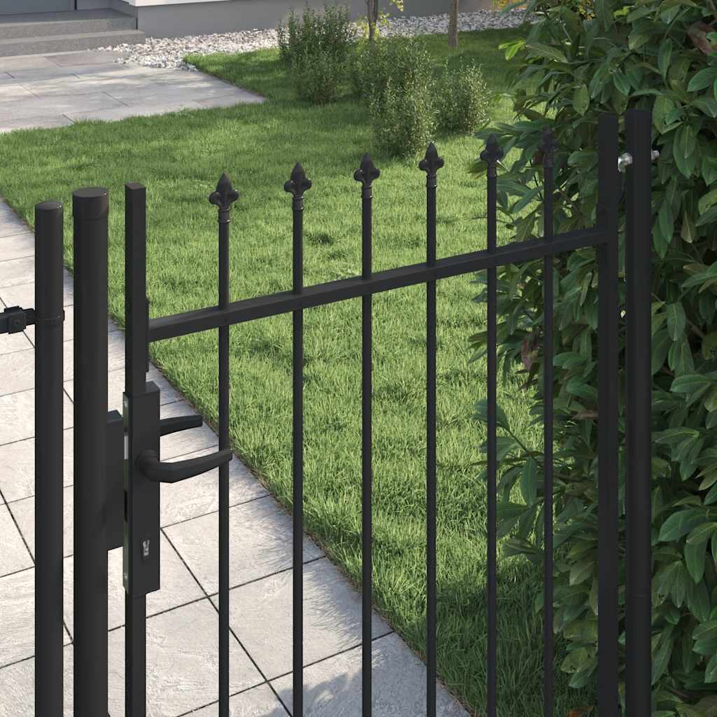 Cancello per recinzione BOXTEL porta singola con punta in acciaio 1x1,2 m Nero