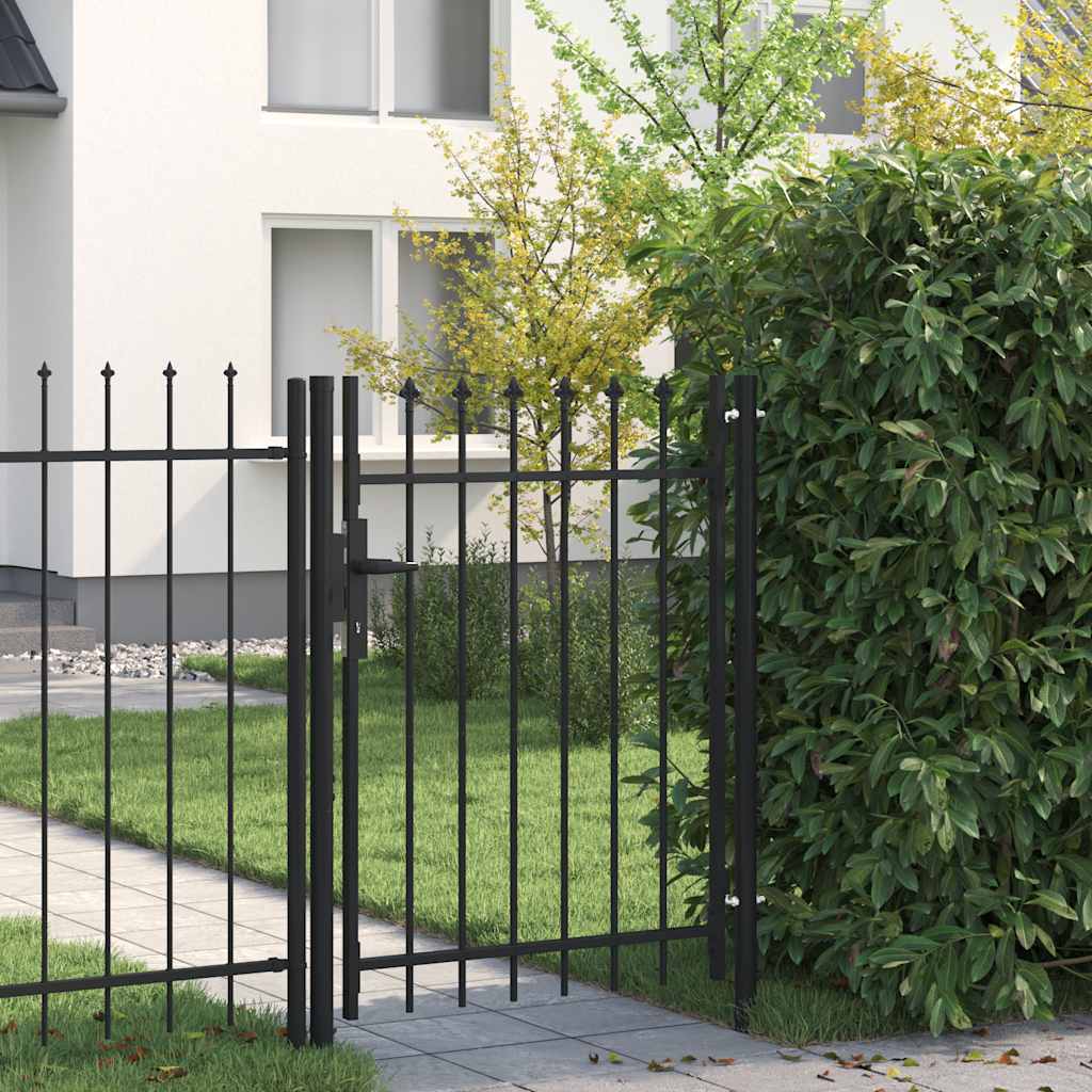 Cancello per recinzione BOXTEL porta singola con punta in acciaio 1x1,2 m Nero
