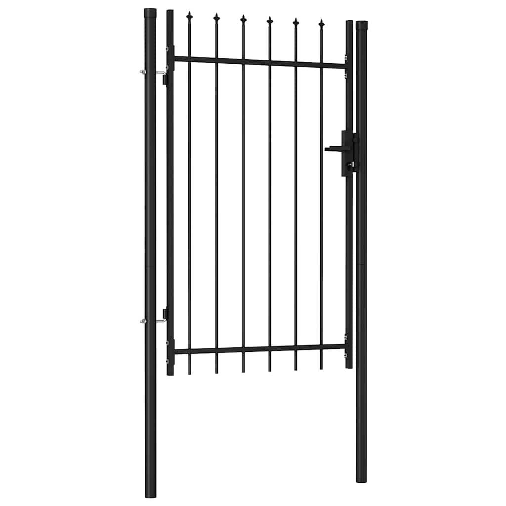 Cancello per recinzione BOXTEL porta singola con punta in acciaio 1x1,5 m Nero