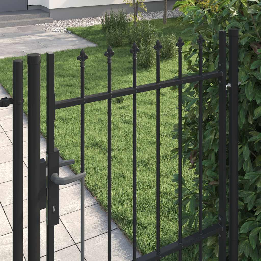Cancello per recinzione BOXTEL porta singola con punta in acciaio 1x1,5 m Nero
