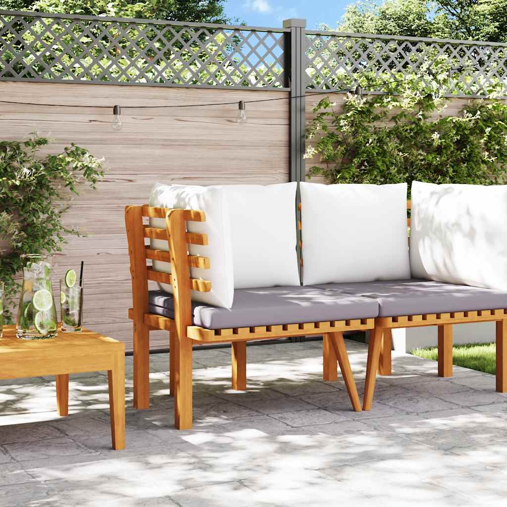 Divano Angolare da Giardino con Cuscini in Legno d'Acacia
