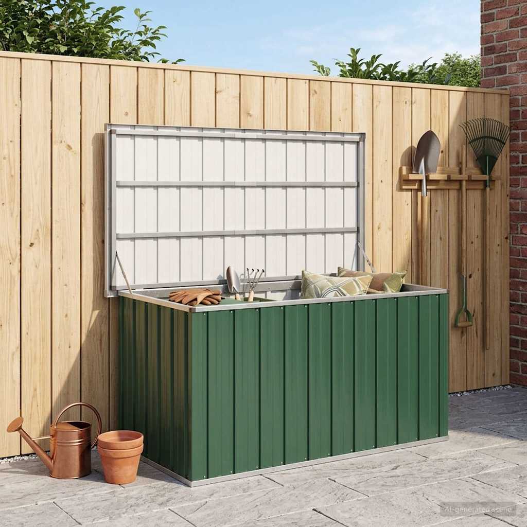 Baule da giardino verde 129x67x65 cm