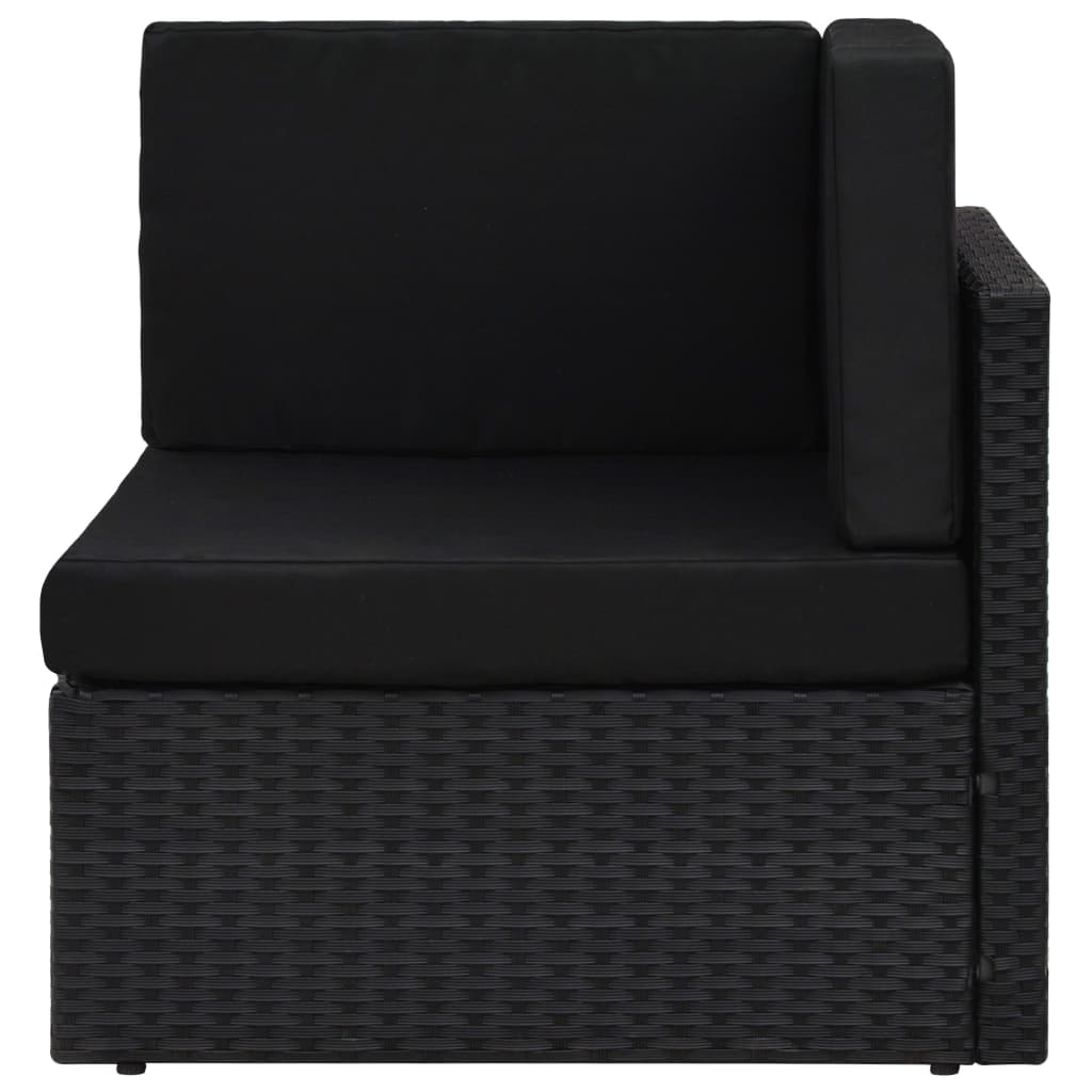 Divano ad Angolo Modulare in Polyrattan Nero