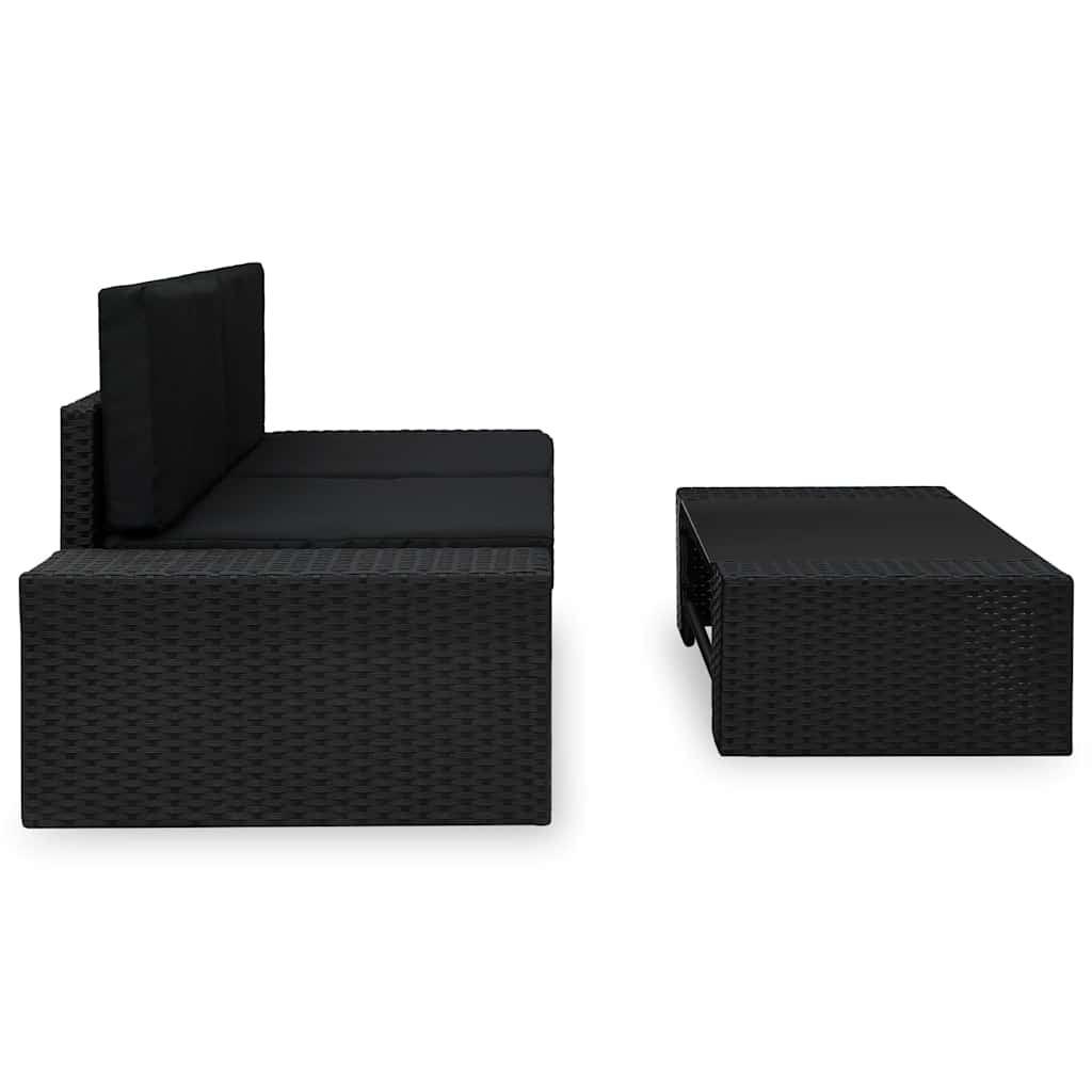 Set Divani da Giardino 3 pz in Polyrattan Nero