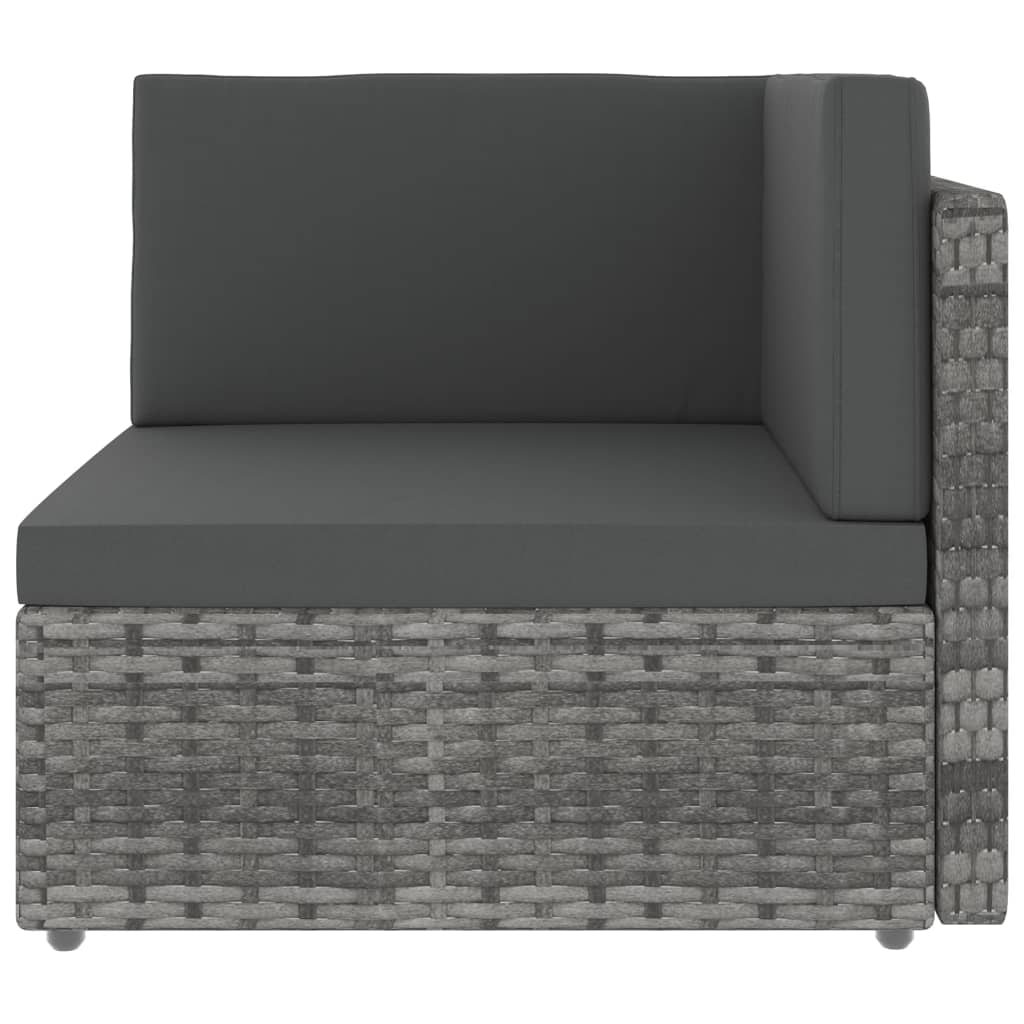 Divano ad Angolo Modulare in Polyrattan Grigio