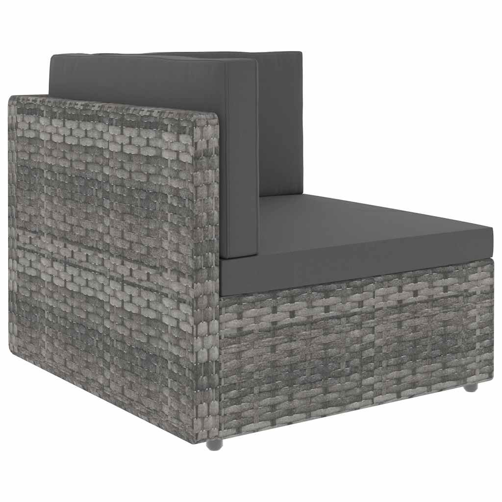 Divano ad Angolo Modulare in Polyrattan Grigio