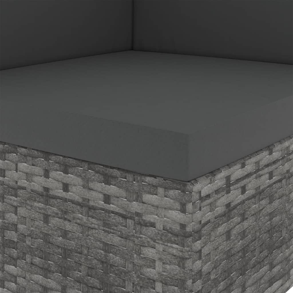 Divano ad Angolo Modulare in Polyrattan Grigio