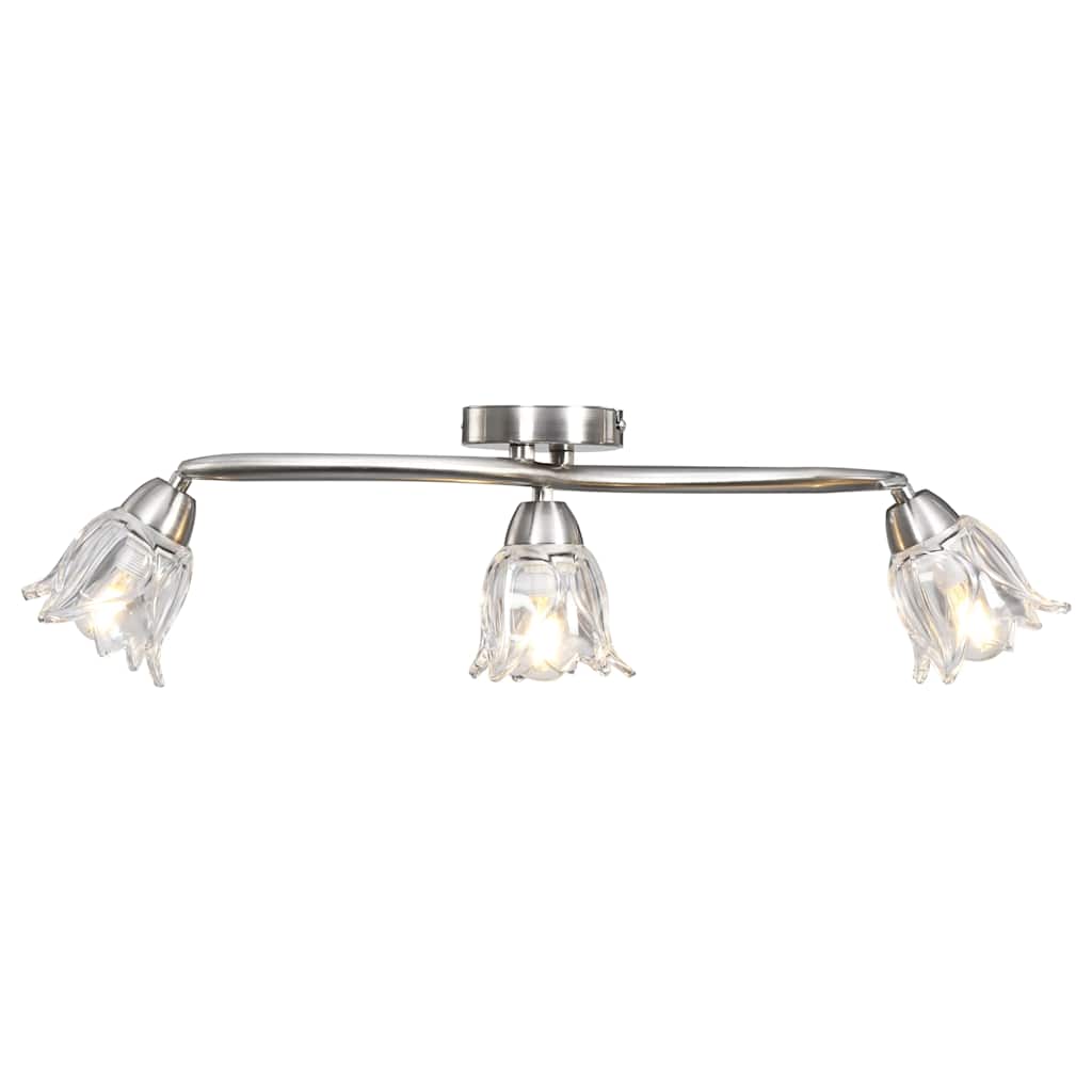 Lampadario con Paralumi in Vetro per 3 Lampadine E14 Tulipano
