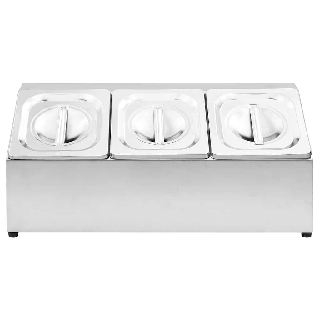 Supporto Gastronorm con 3 Contenitori GN 1/6 in Acciaio Inox