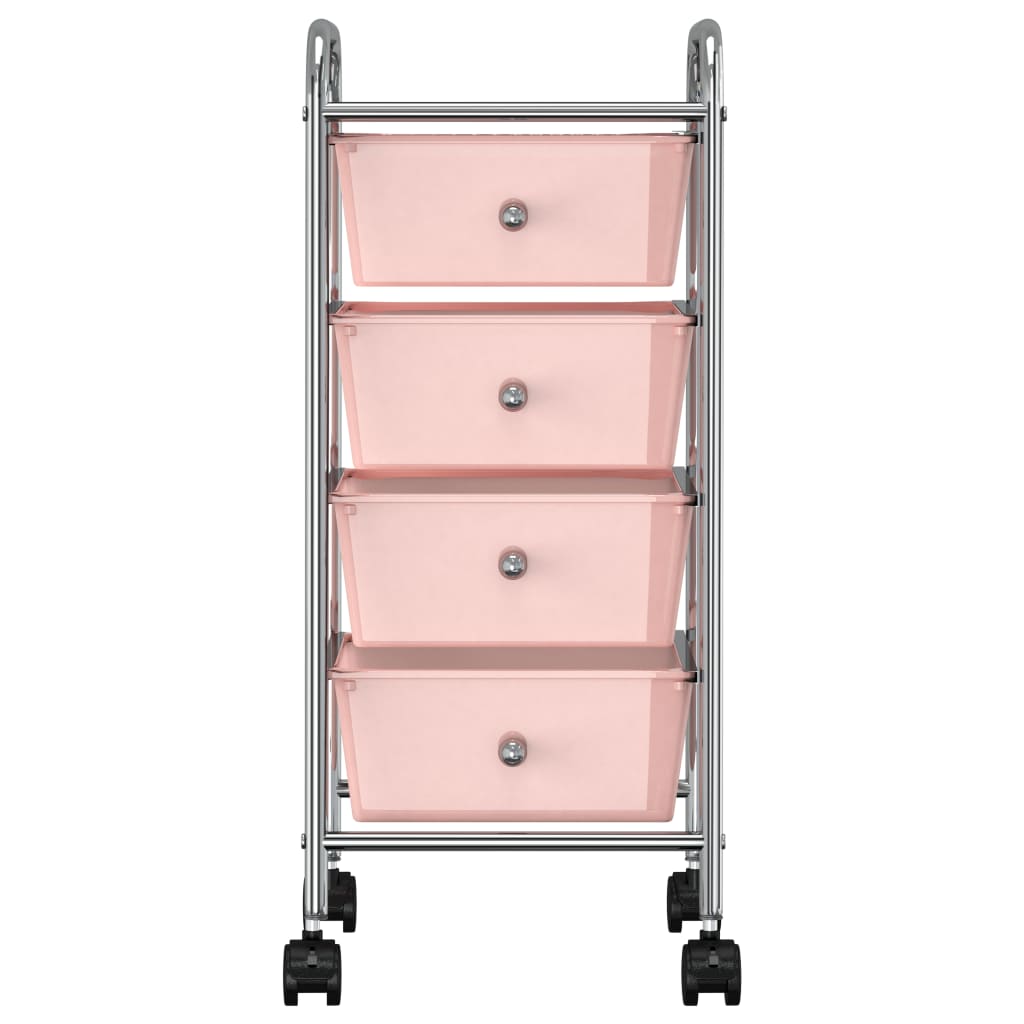 Carrello Portaoggetti Mobile con 4 Cassetti Rosa in Plastica
