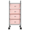 Carrello Portaoggetti Mobile con 4 Cassetti Rosa in Plastica