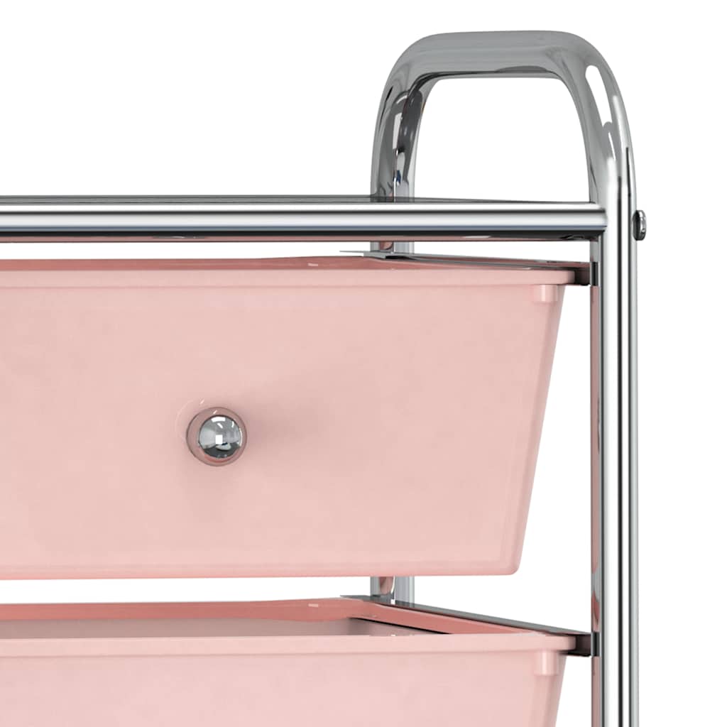 Carrello Portaoggetti Mobile con 4 Cassetti Rosa in Plastica