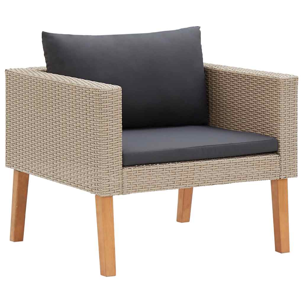 Set Divani da Giardino 3 pz con Cuscini in Polyrattan Beige