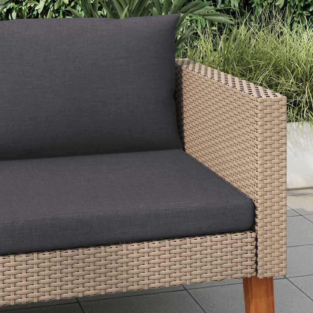 Divano da Giardino Singolo con Cuscini in Polyrattan Beige