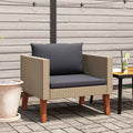 Divano da Giardino Singolo con Cuscini in Polyrattan Beige