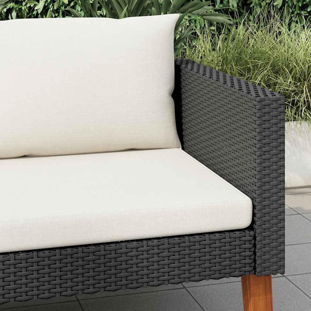 Divano da Giardino Singolo con Cuscini in Polyrattan Nero