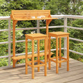 Set da Bar da Balcone 3 pz in Massello Acacia